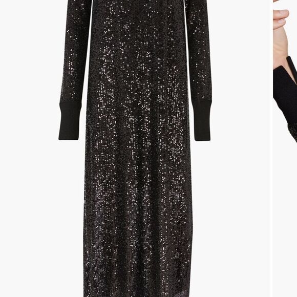 All Saints Sequin‎ Juela Midi Dress, Black, Cocktail Holiday Party, XS (0) NWT - Picture 9 of 9